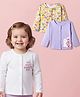 Babyoye 100% Cotton Knit with Eco Jiva Finish Full Sleeves Front Open Jhablas with Floral & Bunny Print - Light Blue Lavender & White