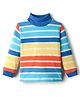 Babyhug Cotton Elastane Knit Full Sleeves Turtle Neck Winter Striped T-Shirt - Multicolor