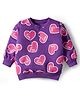 Doodle Poodle 100% Cotton Knit Light Weight Full Sleeves Sweatshirt With Heart Print - Purple