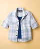 Dapper Dudes Full Sleeves Checked Shirt With Attached Tee - Blue