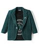 Dapper Dudes Full Sleeves Textured Blazer With Typography Printed Tee Set - Bottle Green