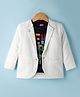 Babyhug Knit Full Sleeves Party Wear Blazer with Graphic Printed T-Shirt - White & Black