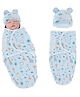 Bembika Baby Swaddle Wraps - Soft Cotton Swaddle Wrap, Organic Cotton Swaddle Wrap, Muslin Swaddle Wrap, Hooded Swaddle Wrap - Comfortable, Breathable, and Safe Set Of 2-(Toddler Blue Giraffe)