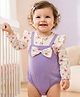 Babyoye 100% Cotton Knit With Eco Jiva Finish Full Sleeves Onesie With Polka Dot Print & Bow Applique - Lavender & Cream
