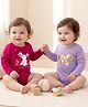 Babyoye 100% Cotton Knit With Eco Jiva Finish Full Sleeves Foil & Bunny Printed Onesies Pack of 2 - Red & Lavender