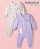 Babyoye 100% Cotton With Eco Jiva Finish Animal Printed Rompers Pack Of 2 - Purple & White