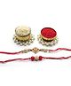 Aabacus Premium Jadtar Detailed Flower Detailed Rakhi for Bhaiya Bhabhi - Red