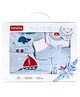 Babyhug Premium 100 % Cotton New Born Clothing Gift Set Sea Breeze Theme Blue - Pack of 8| Full Sleeve Set| Onesie| Cap Bibs Mitten & Booties| Essential Clothing for 0 to 6 months