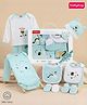 Babyhug Premium 100 % Cotton New Born Clothing Gift Set Giraffe Theme Sea Green - Pack of 8| Full Sleeve Set| Onesie| Cap Bibs Mitten & Booties| Essential Clothing for 0 to 6 months