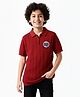 Arias 100% Cotton Knitted Half Sleeves Winter Polo T-Shirt with Patch Detailing - Brown