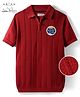 Arias 100% Cotton Knitted Half Sleeves Winter Polo T-Shirt with Patch Detailing - Brown