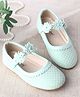 Cute Walk by Babyhug Velcro Closure Ballerina With Floral Applique & Checks Design - Sea Green