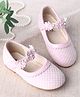 Cute Walk by Babyhug Velcro Closure Ballerina With Floral Applique & Checks Design - Pink
