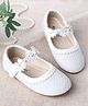 Cute Walk by Babyhug Velcro Closure Ballerina With Floral Applique & Checks Design - White