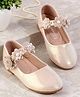 Cute Walk by Babyhug Velcro Closure Shimmery Ballerina with Floral Applique - Beige