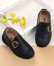 Cute Walk by Babyhug Solid Slip On Oxford Shoes with Buckle design - Navy Blue