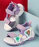 Cute Walk by Babyhug Sandals with Velcro Closure Heart Applique & Floral Print - Purple