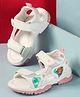 Cute Walk by Babyhug Sandals with Velcro Closure Heart Applique & Floral Print - White