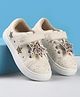 Babyoye Casual Shoes with Velcro Closure Lace Detailing Star Print & Applique - Beige