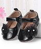 Cute Walk by Babyhug Booties with Velcro Closure & Floral Applique - Black
