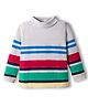 Babyhug Cotton Elastane Knit Turtle Neck Winter T-Shirt with Stripes - Light Grey