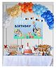 Special You Bluey Theme Birthday Decoration Items for Baby Boy includes Bluey Flex Poster with Orange, Dark Blue, White, Pastel Blue and Peach Balloons- 53 Items