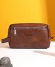VISMIINTREND Toiletry Pouch for Men Vegan Leather Cosmetic Bag Multi-Compartment Water Resistant Travel Toiletry Bag - Coffee Brown
