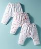 Pink Rabbit Single Jersey Knit Full Length Diaper Leggings with Animal Print Pack of 3 - White