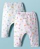Pink Rabbit Single Jersey Knit Full Length Diaper Leggings with Animal Print Pack of 2 - White