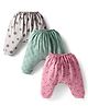 Pink Rabbit Single Jersey Knit Full Length Diaper Leggings with Polka Dots Animal & Cherry Print Pack of 3 - Grey Green & Pink