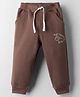 Pink Rabbit Single Jersey Knit Full Length Lounge Pant with Dino Print - Brown