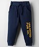 Pink Rabbit Single Jersey Knit Full Length Lounge Pant with Text Print - Navy Blue