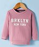 Pink Rabbit Fleece Knit Full Sleeves Sweatshirt With Brooklyn Print - Pink