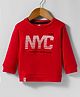 Pink Rabbit Fleece Knit Full Sleeves Sweatshirts with NYC Print - Red