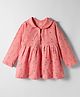 Pink Rabbit Single Jersey Knit Full Sleeves Frock with Bunny Print - Pink
