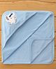 Pink Rabbit Terry Knit Hooded Towel with Animal Embroidery L 81 x B 81 cm - Blue