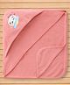 Pink Rabbit Terry Knit Hooded Towel with Space Theme Embroidery L 81 x B 81 cm - Coral