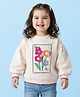 Babyhug Cotton Knit Full Sleeves Sweatshirt With Floral Graphics & Crochet Applique - Off White