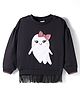 Babyhug Cotton Knit Full Sleeves Sweatshirt with Ghost Patch & Frill Detailing - Black