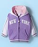 Babyhug Cotton Knit Full Sleeves Hooded SweatJacket with Front & Back Text Graphic & Kangaroo Pocket - Purple