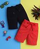 Knitting Doodles Pure Cotton Woven Pack Of 2 Solid Shorts - Black & Red
