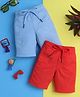 Knitting Doodles Pure Cotton Woven Pack Of 2 Solid Shorts - Blue & Red