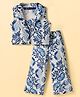 Pine Kids Sleeveless Floral Printed Indo Western Set - Blue