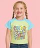 Cutecumber Embosis Hosiery Knit Half Sleeves Cute Girl With Flower Text Printed Tee - Lime Green