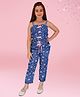 Cutecumber Denim Woven Sleeveless Butterfly Printed Bow Applique & Frill Detailed Coordinating Top & Culottes Set - Blue