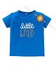 Kadam Baby Cotton Knit Raksha Bandhan Theme Half Sleeves Little Bro Text Printed Tee With Rakhi - Blue