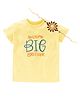 Kadam Baby Cotton Knit Raksha Bandhan Theme Half Sleeves Awesome Big Brother Text Printed Tee With Rakhi - Yellow