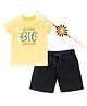 Kadam Baby Cotton Knit Raksha Bandhan Theme Half Sleeves Awesome Big Brother Text Printed Tee & Shorts With Rakhi Set - Yellow