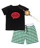 Kadam Baby Cotton Knit Raksha Bandhan Theme Half Sleeves I M The Favorite Text Printed Tee & Shorts With Rakhi Set - Black