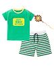 Kadam Baby Cotton Knit Raksha Bandhan Theme Half Sleeves Best Bro In Town Text Printed Tee & Shorts With Rakhi Set - Green